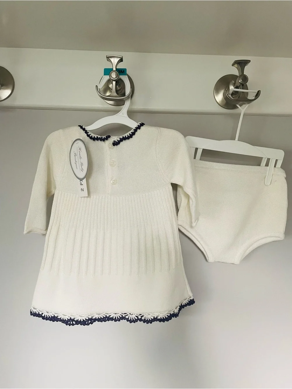 Koala Baby Boutique Cream Knit Baby Dress & Bloomers